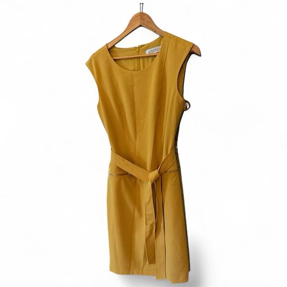 Kasper Women's Yellow (Butterscotch) Cap-Sleeve Seamed Belted Dress Size 8 - Picture 2 of 7
